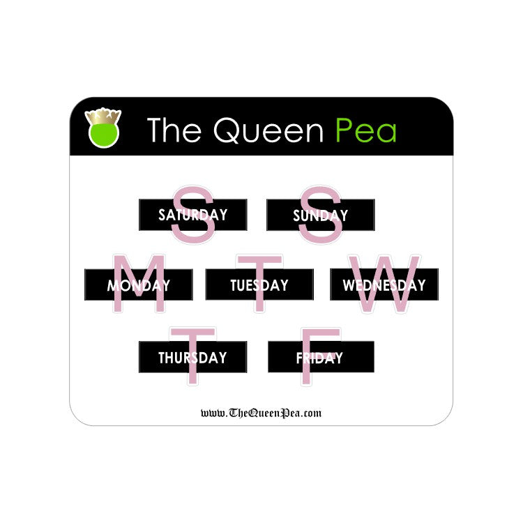 The Signature Color Collection - Hobonichi Cousin Weekday Overlay Stickers - Pink