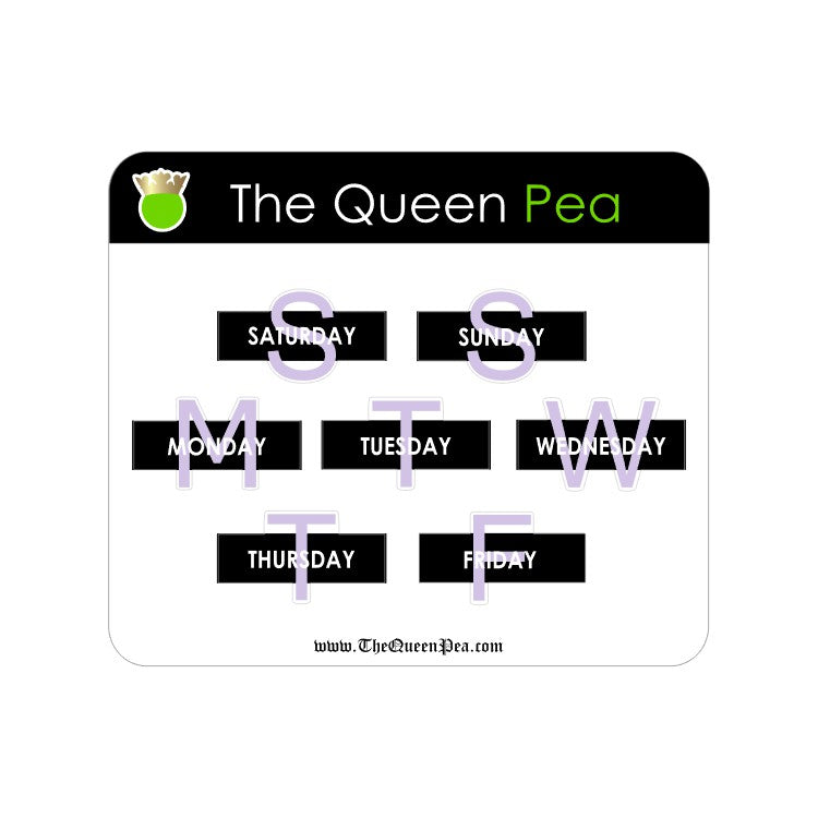 The Signature Color Collection - Hobonichi Cousin Weekday Overlay Stickers - Purple