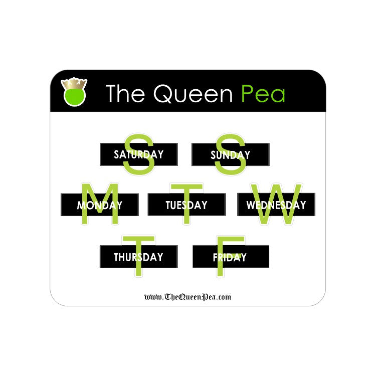 The Signature Color Collection - Hobonichi Cousin Weekday Overlay Stickers - Green